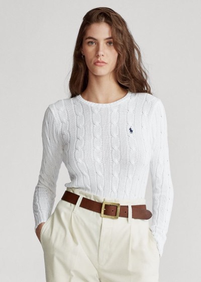 Sueter Polo Ralph Lauren Mujer Blancos - Cable-Knit Cotton - VYSAH3610